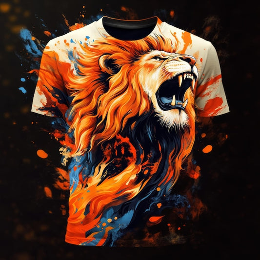 Next Print Colorful lion graphic design printed  T-Shirt.