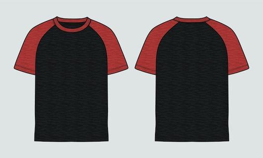 Next Print Cotton Single jersey t shirt vector illustration black color template front and back views