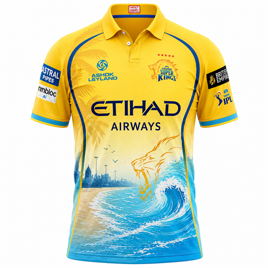 Next print CSK Yellow Blue Cricket Jersey – Custom Name & Number | IPL Style Chennai Super Kings T-Shirt | india