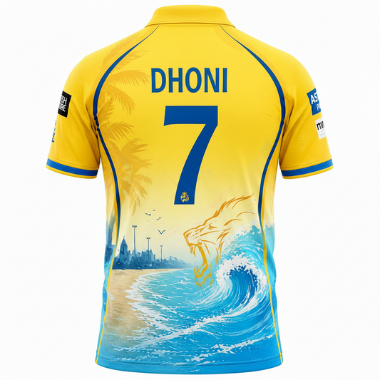 Next print CSK Yellow Blue Cricket Jersey – Custom Name & Number | IPL Style Chennai Super Kings T-Shirt | india