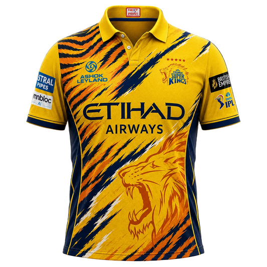 Next print CSK Yellow Orange Cricket Jersey – Custom Name & Number | Chennai Style IPL Sports Jersey India | Premium Quality Team Wear