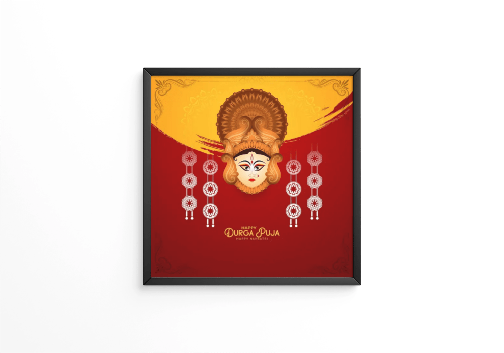 Cultural Durga Puja and Happy navratri festival frame - Next Print