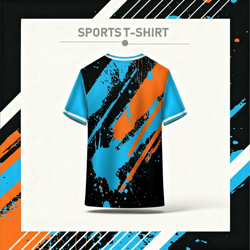 Custom athletic jersey back design in sky blue black and orange
