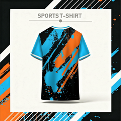 Custom athletic jersey back design in sky blue black and orange