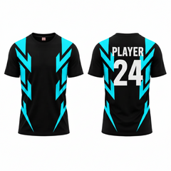 Black blue lightning esports jersey back view