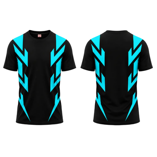 Custom Black Blue Lightning Esports Jersey front view