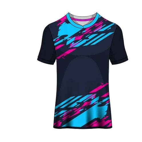 Custom black blue pink abstract fusion esports jersey front view