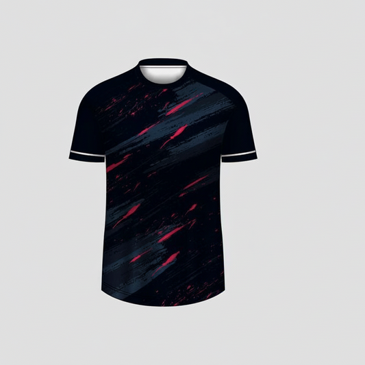 Custom black crimson shadow slash esports jersey front view with premium gaming design