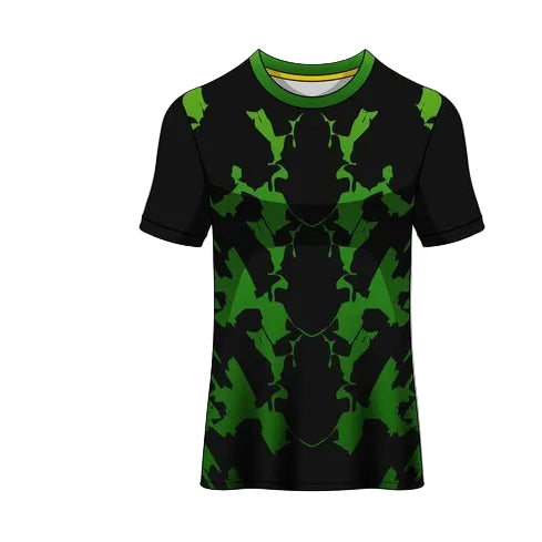 Custom black green abstract pattern esports jersey front view