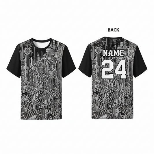 Black onyx geometric core esports jersey back view