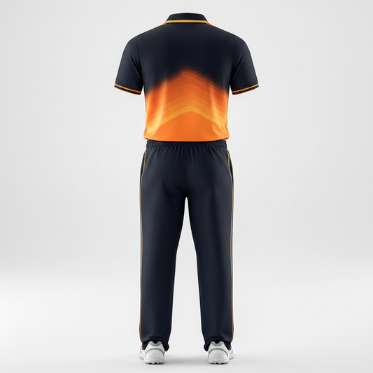 Next print Custom Sports Uniform Black Orange Jersey + Pant Set | Team Kits India