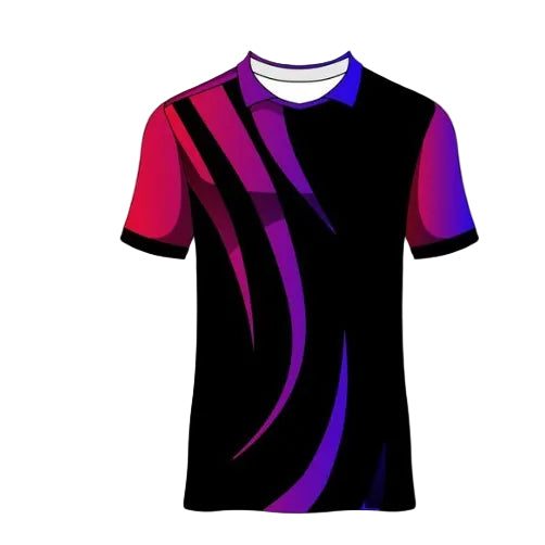 Custom black pink purple abstract esports polo jersey front view