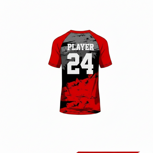 Black red scar custom esports jersey back side with player name and number