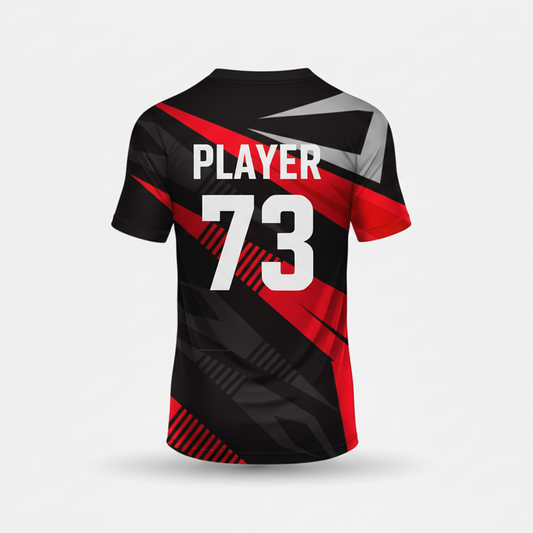 Custom black red shadow esports jersey back side with personalized gamer name and number