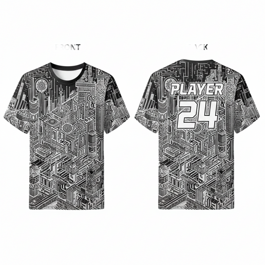 Black white geometric apex esports jersey back view