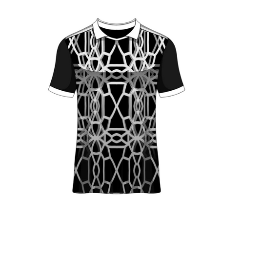 Custom black white patterned esports jersey front view