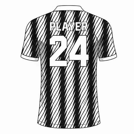 Black white custom esports jersey back side with player name and number