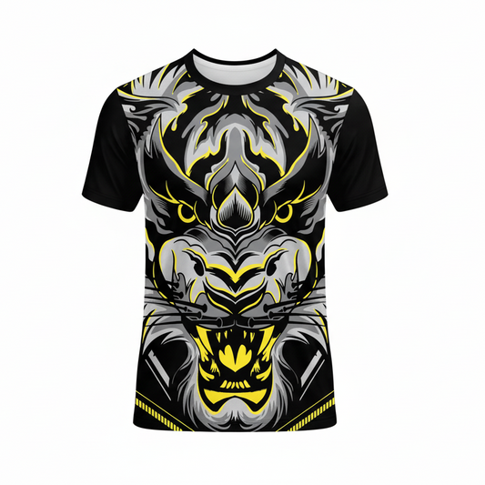Custom black yellow beast fury esports jersey front view with premium gaming design