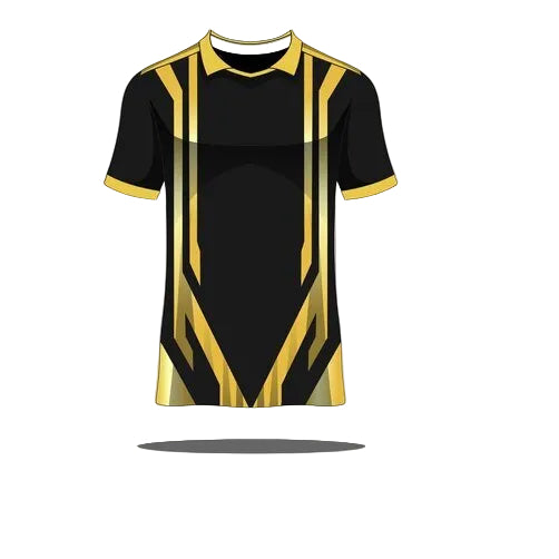 Custom black yellow striped esports jersey front view