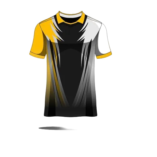 Custom black yellow white esports jersey front view