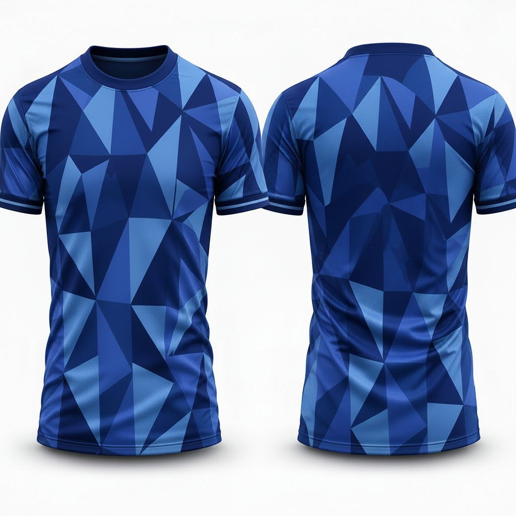 Custom Blue Geometric Patterned Esports Jersey front view