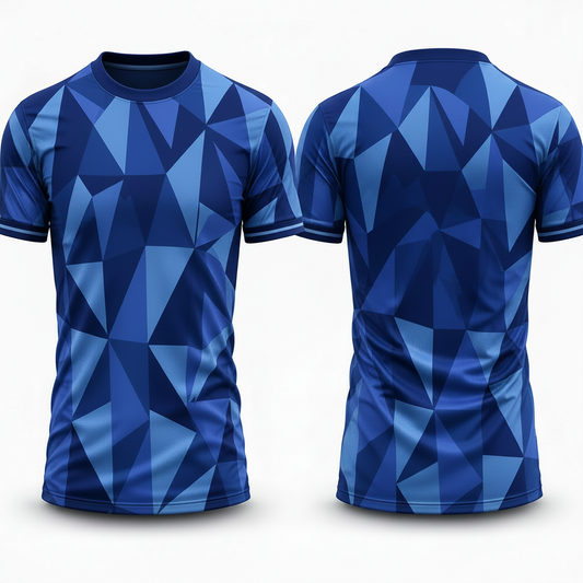 Custom Blue Geometric Patterned Esports Jersey front view