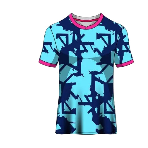 Custom blue pink pattern esports jersey front view