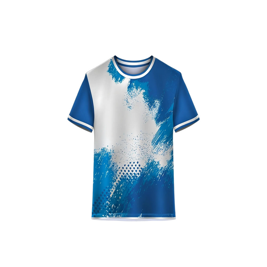 Blue custom sports jersey with personalized name and number for cricket and football teams in India
