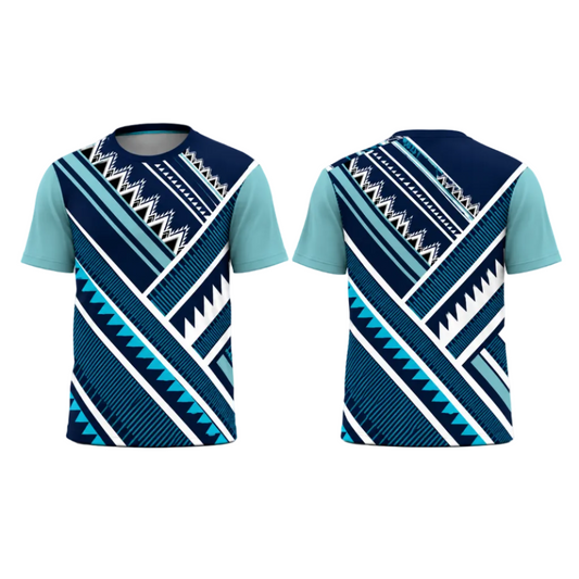Custom Blue White Patterned Esports Jersey front view