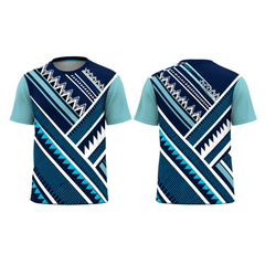 Custom Blue White Patterned Esports Jersey front view