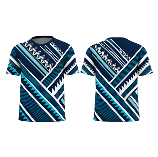 Custom Blue White Tribal Pattern Esports Jersey front view
