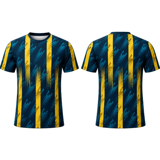 Custom Blue Yellow Victory Stripes Esports Jersey front view