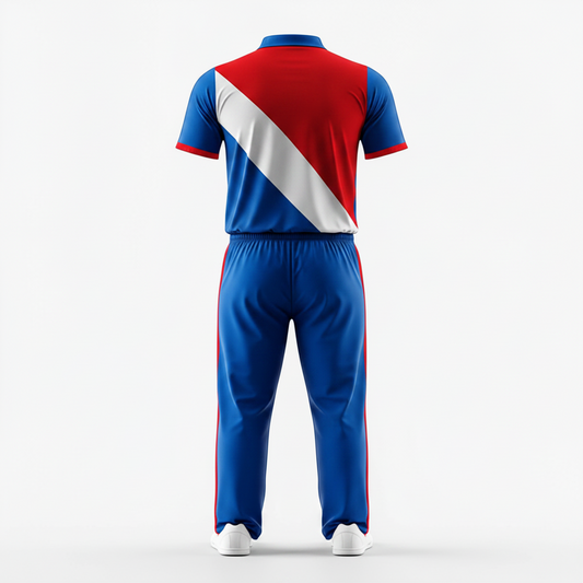 Next print Custom Cricket Jersey with Track Pant – Red White Blue Sports Uniform | Personalized Team Kit India