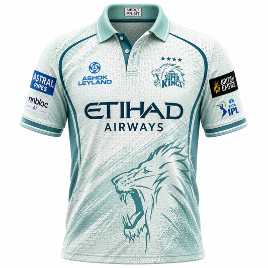 Next print Buy Custom CSK Green Jersey Online – Mesh Texture Design | Personalized Cricket Jersey