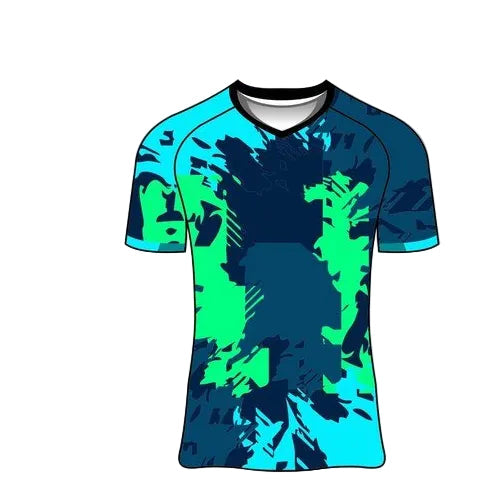 Custom cyan navy esports jersey front view