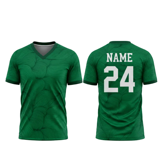 Emerald green spiral flow esports jersey back view