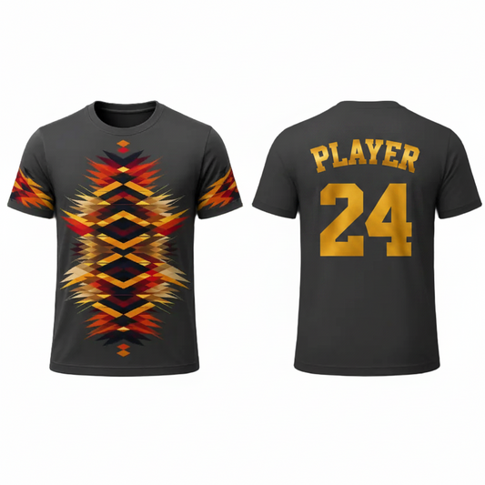 Gray black geometric matrix esports jersey back view