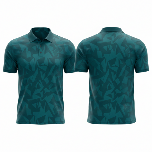 Custom Green Black Geometric Pulse Esports Polo Jersey front view