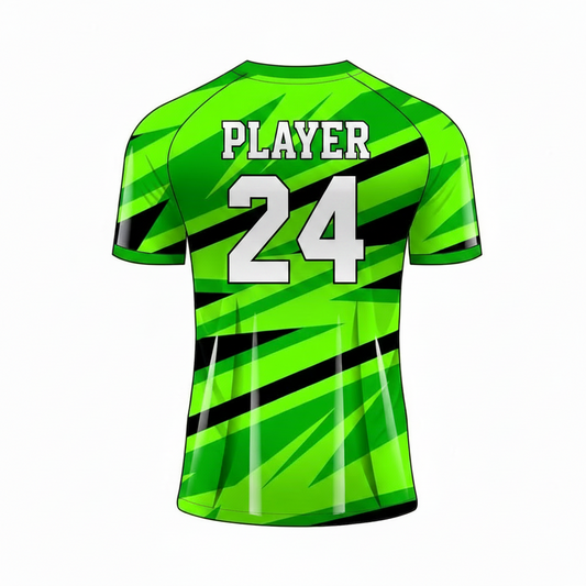 Green black lightning custom esports jersey back side with player name and number