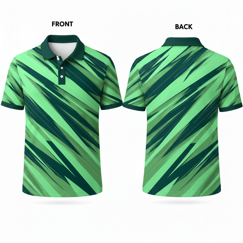 Custom Green Black Victory Stripes Esports Polo Jersey front view