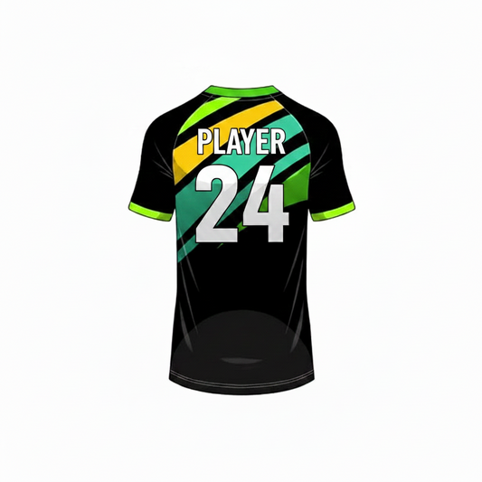 Green black wave strike custom esports jersey back side with player name and number
