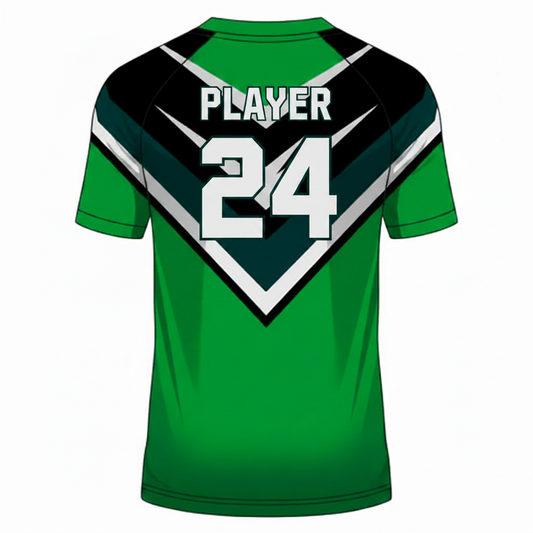 Green black white custom esports jersey back side with player name and number
