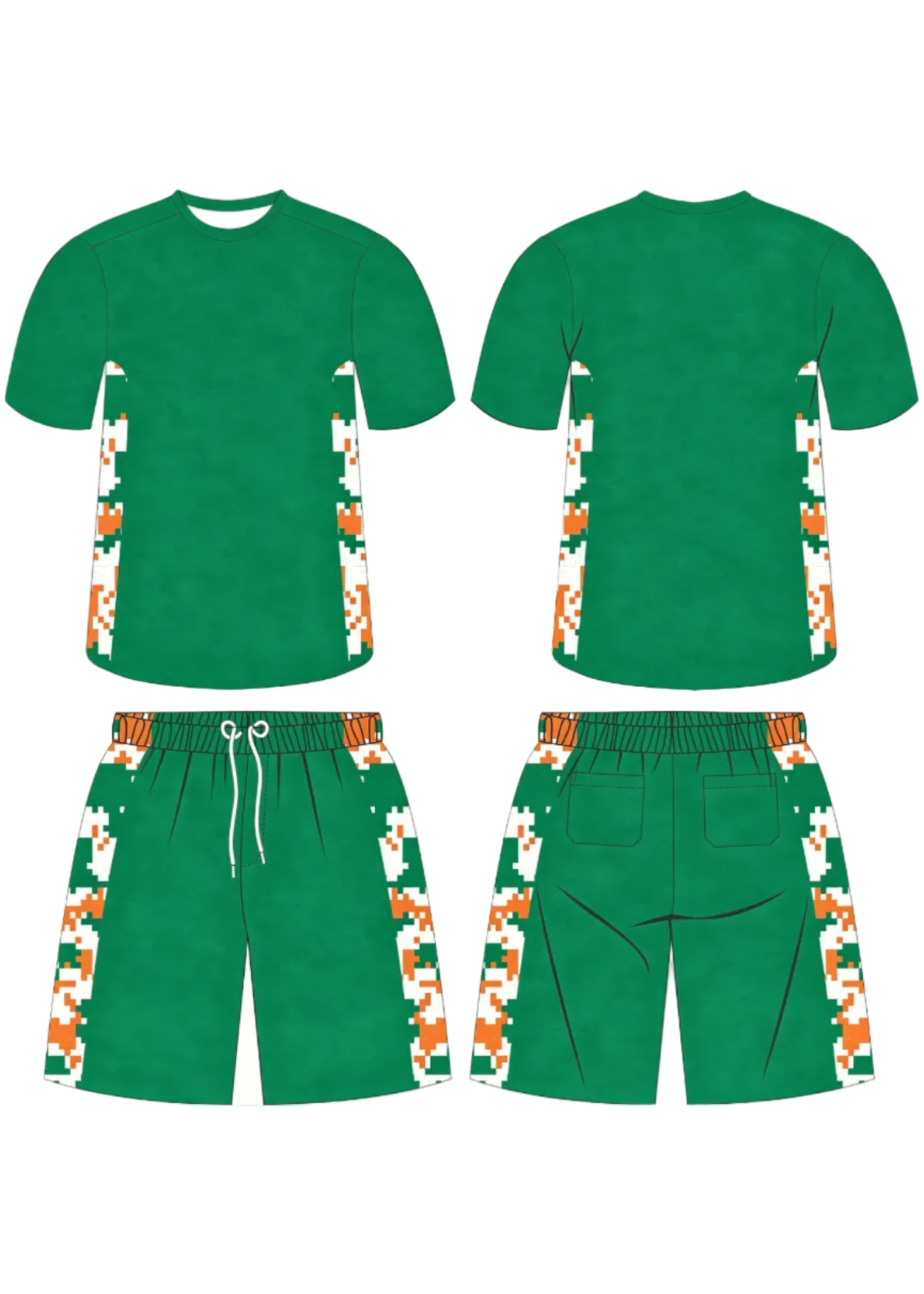 Next print Custom Sports Jersey with Shorts – Green Pixel Design Cricket/Football Kit | Personalized Name & Number