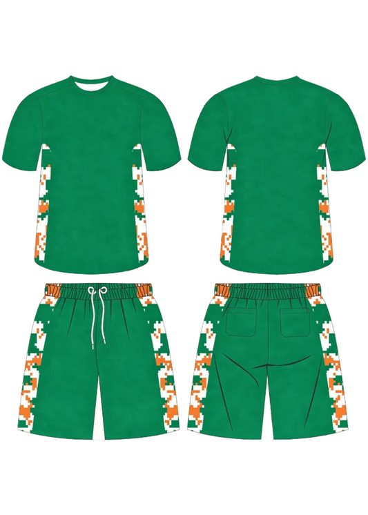 Next print Custom Sports Jersey with Shorts – Green Pixel Design Cricket/Football Kit | Personalized Name & Number