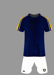 Custom navy blue sports jersey with white shorts personalized team uniform India NextPrint