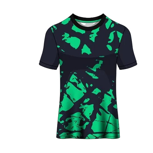 Custom navy green camo esports jersey front view