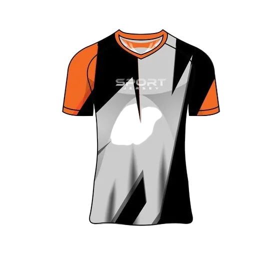 Custom orange black silver edge esports jersey front view