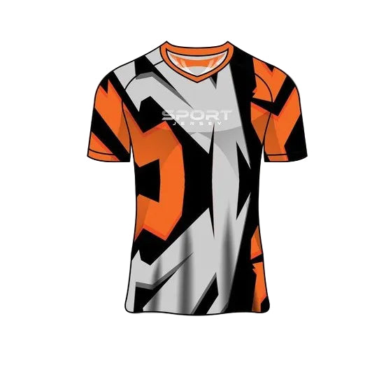 Custom orange black silver fusion esports jersey front view
