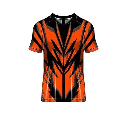 Custom orange black striped esports jersey front view