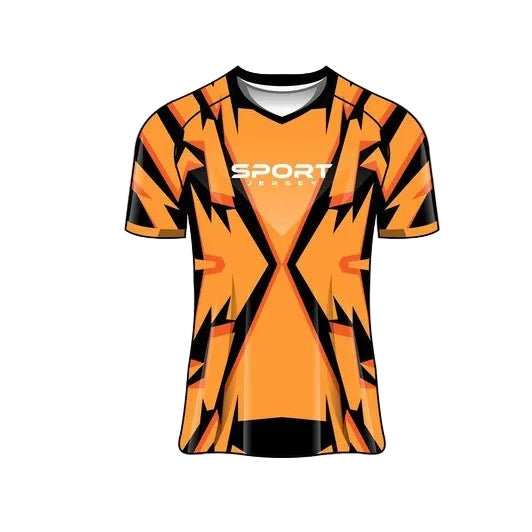 Custom orange black X esports jersey front view
